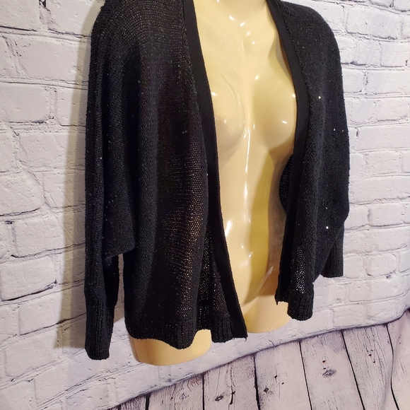 Lane Bryant Black Sequin Cropped Cardigan - Picture 2 of 8